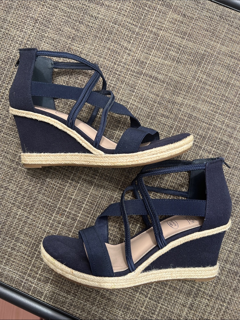 Impo Navy Crisscross Espadrille Wedge Sandals size 9.5